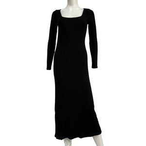 Hatch Sleek Black Longsleeve Rib Midi Dress Size 2