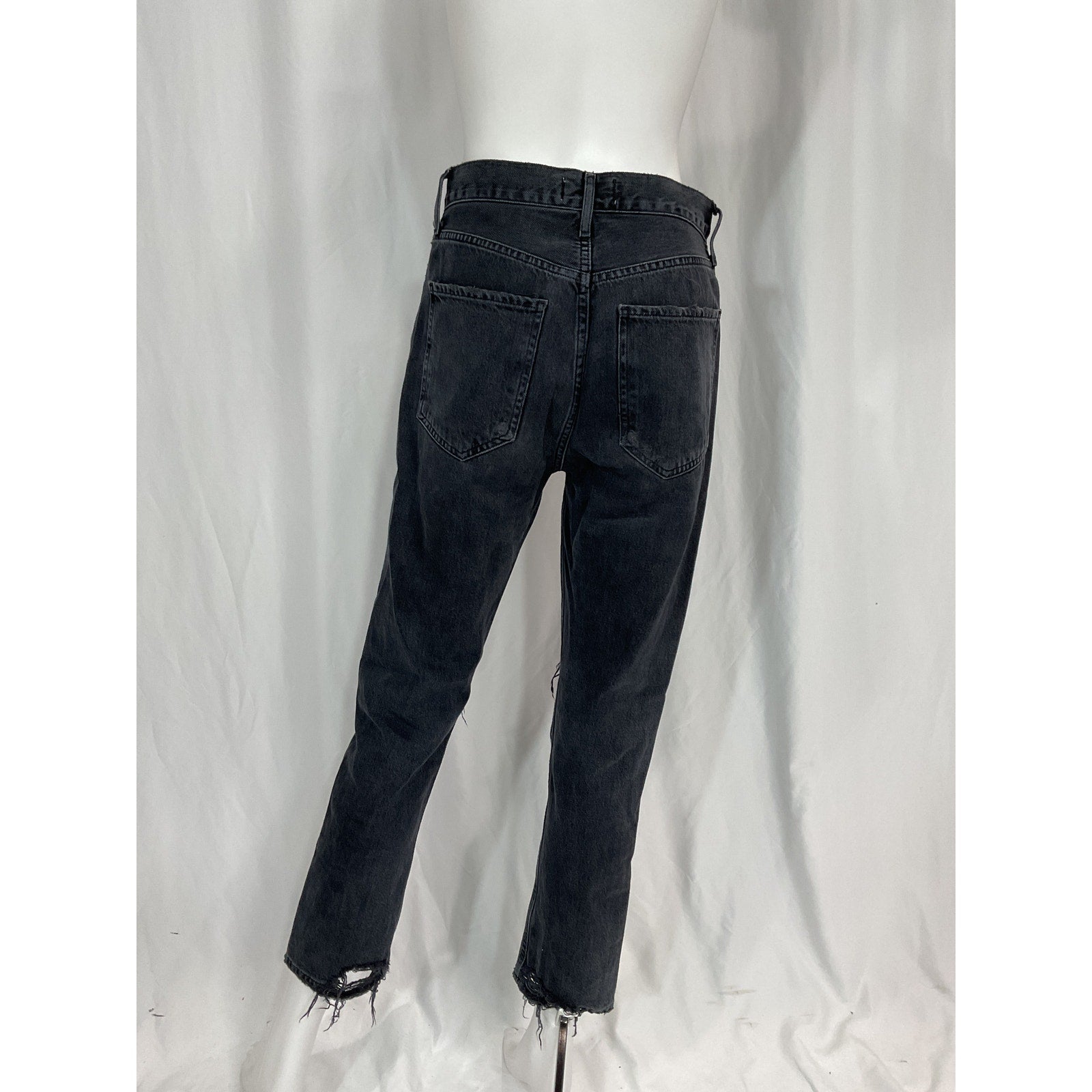 Agolde 'Riley' Black High Rise Straight Crop Denim Jean Size 25