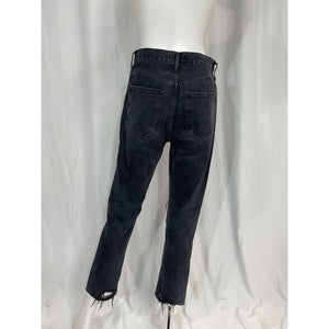 Agolde 'Riley' Black High Rise Straight Crop Denim Jean Size 25