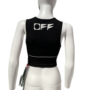Off-White Sleek Black Logo-Print Crop Top Size S / M NWT