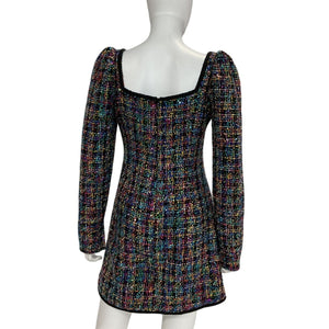 Sau Lee Sequin Tweed Black Multi Jenna Mini Dress Size 6