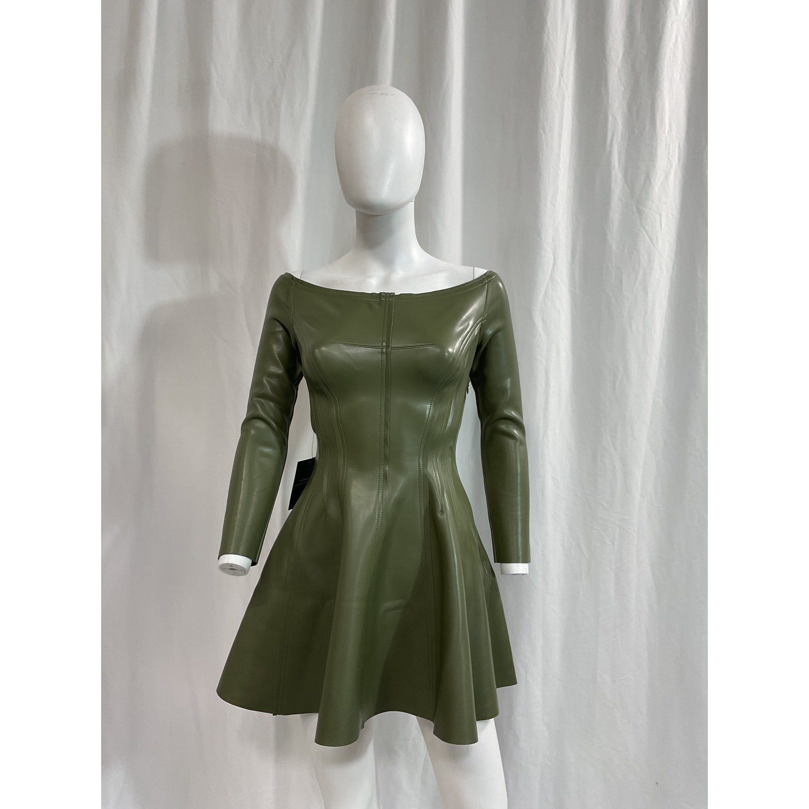 Norma Kamali Green Off Shoulder 'Grace' Mini Dress Size XS - NWT