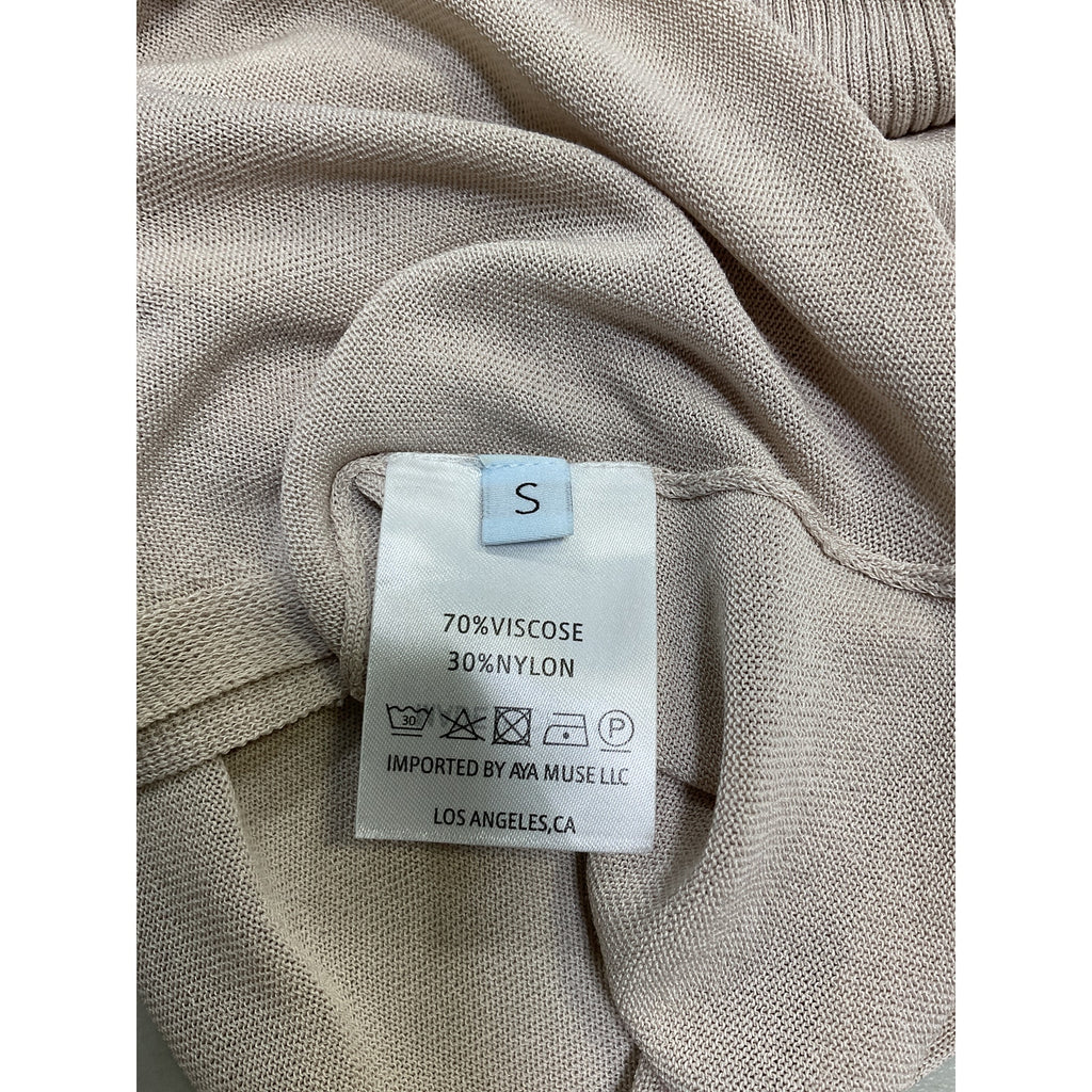 Aya Muse 'Verona' Tan Viscose Turtleneck Top Size S