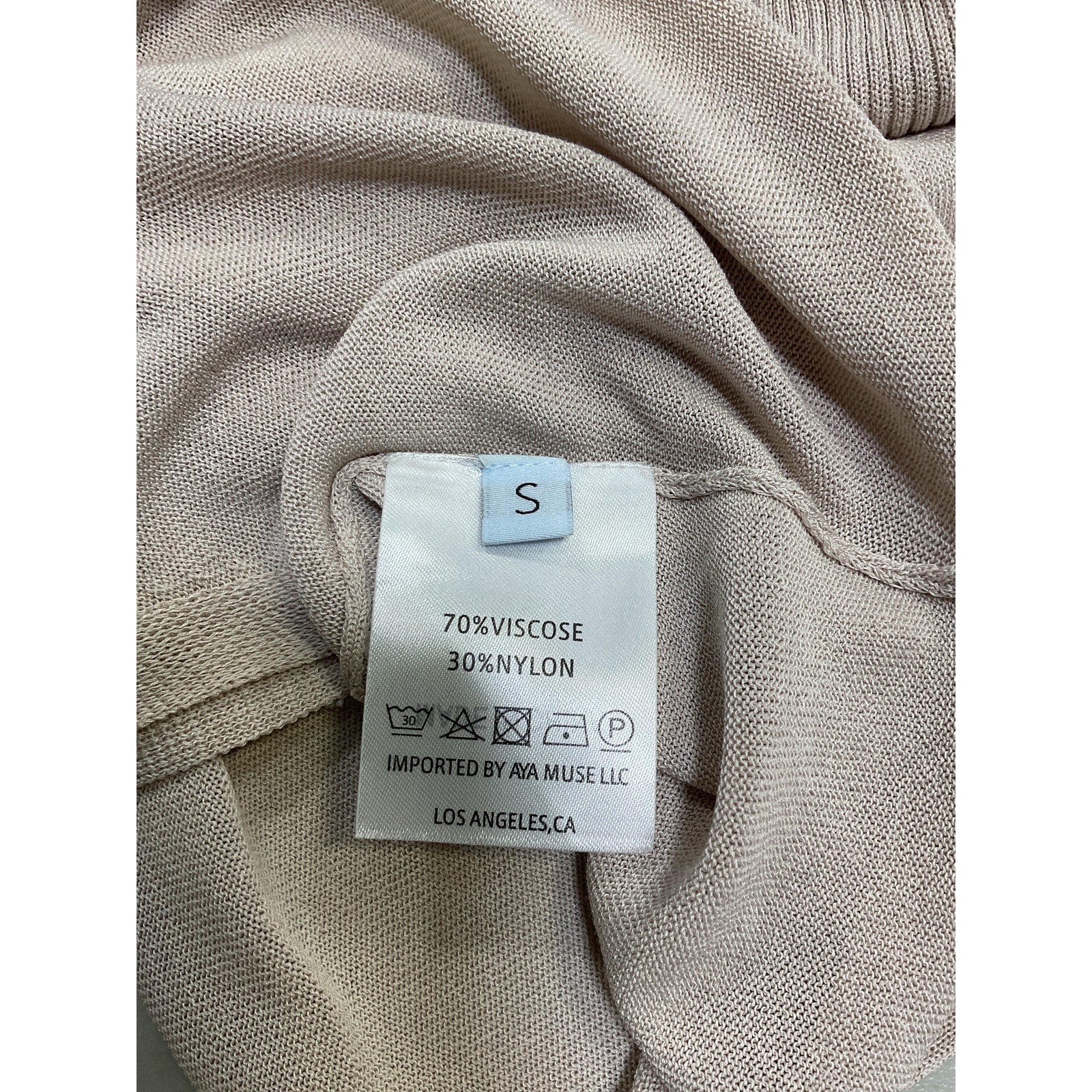 Aya Muse 'Verona' Tan Viscose Turtleneck Top Size S