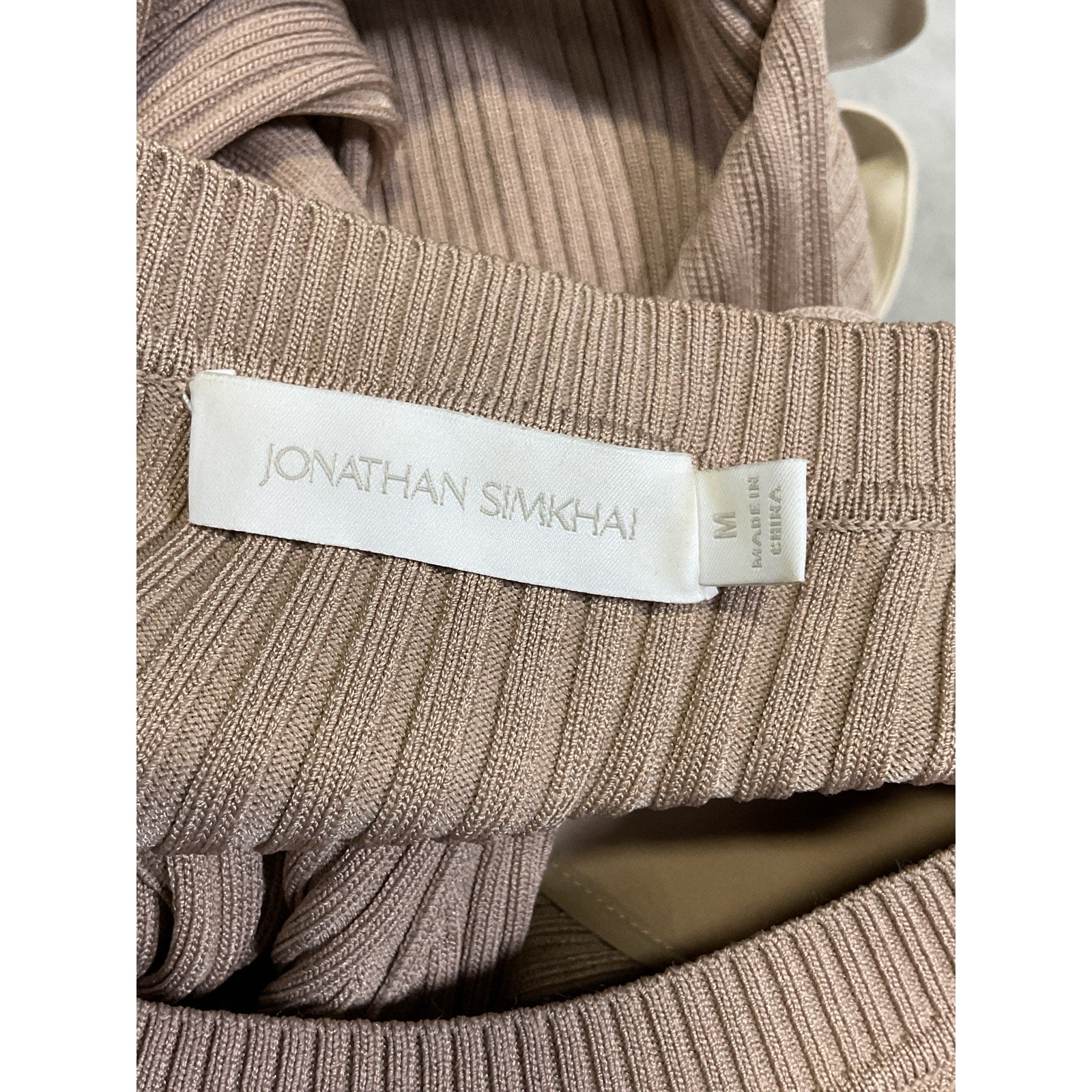 Simkhai 'Hardin' Beige Faux Leather Rib Belted Dress Size M