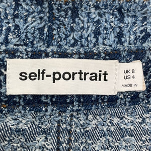 Self-Portrait Textured Blue Tweed Mini Skirt Size UK 8 / US 4