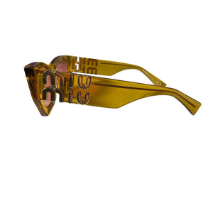 Miu Miu Bold Gold Rectangle Frame Sunglasses