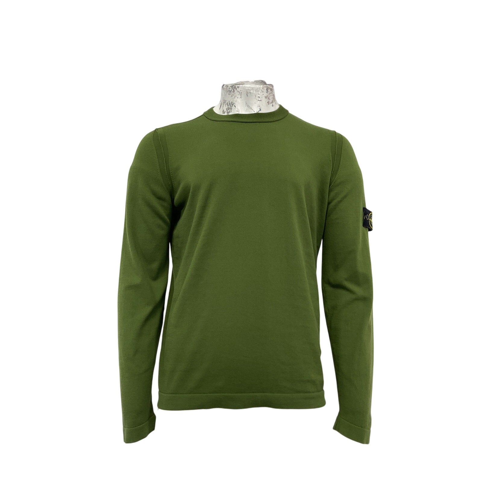 Stone Island Logo-Appliqu�d Green Cotton Sweater Size XL