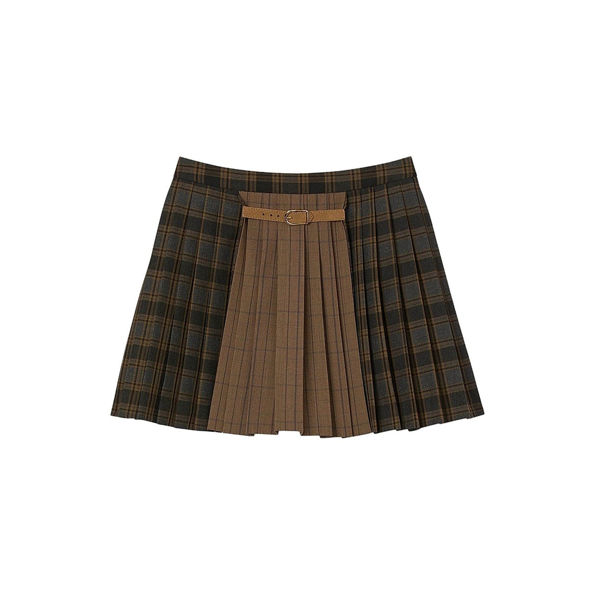 Sandro Brown Polyester Short Checked Pleated Skirt Size 34