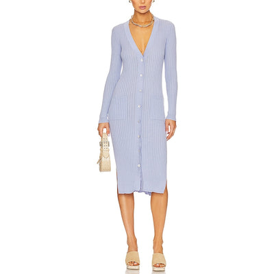 Autumn Cashmere 'Rib' Blue Maxi Cardigan Size XL