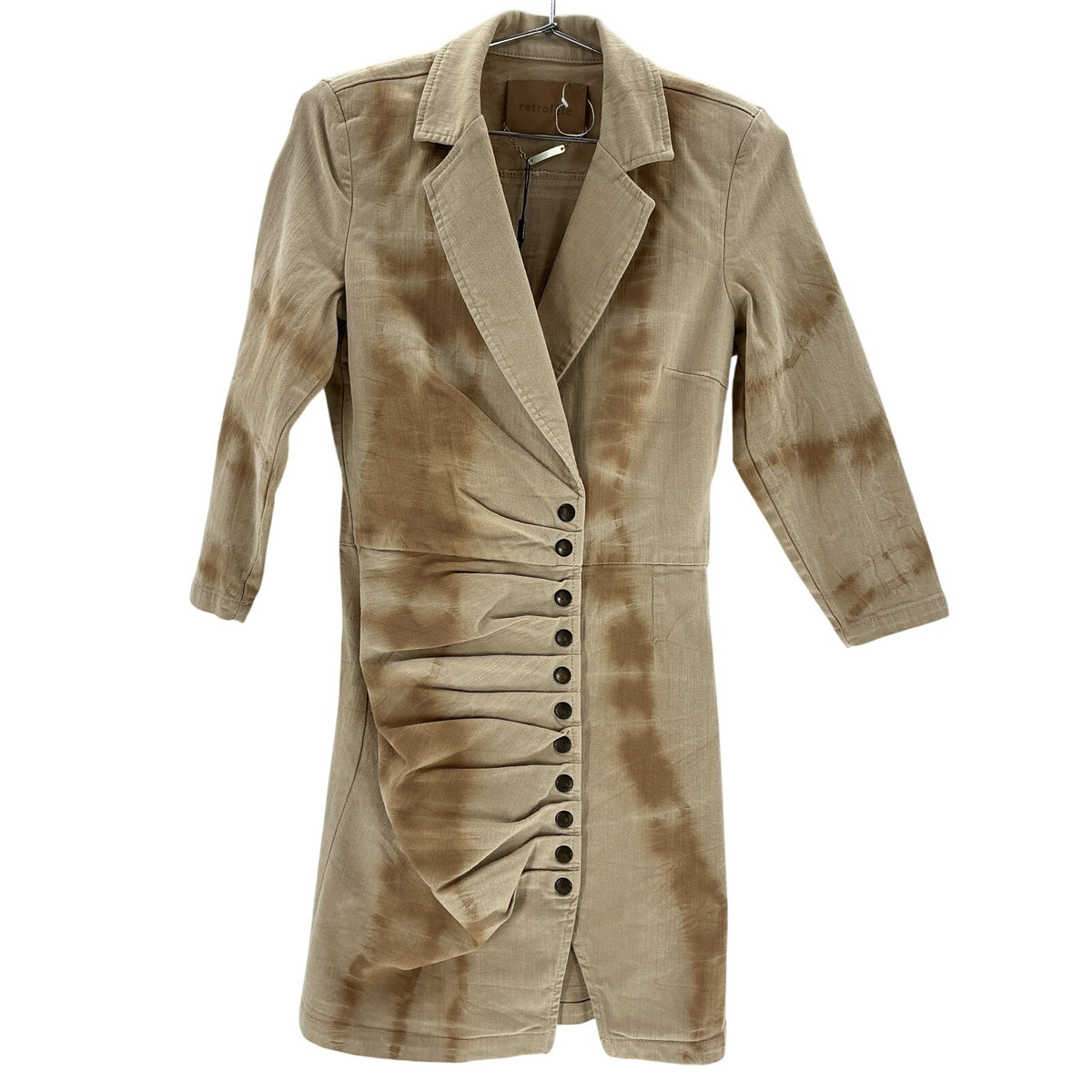 Retrofête Ruched Tan Willa Dress Size M