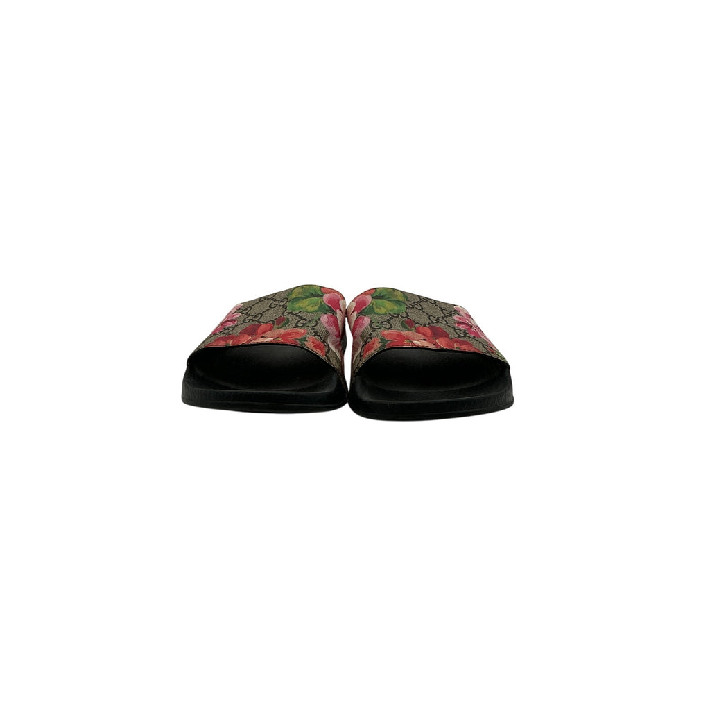 Gucci Gg 'Blooms' Black Rubber Supreme Slide Sandals Size 40 (10)