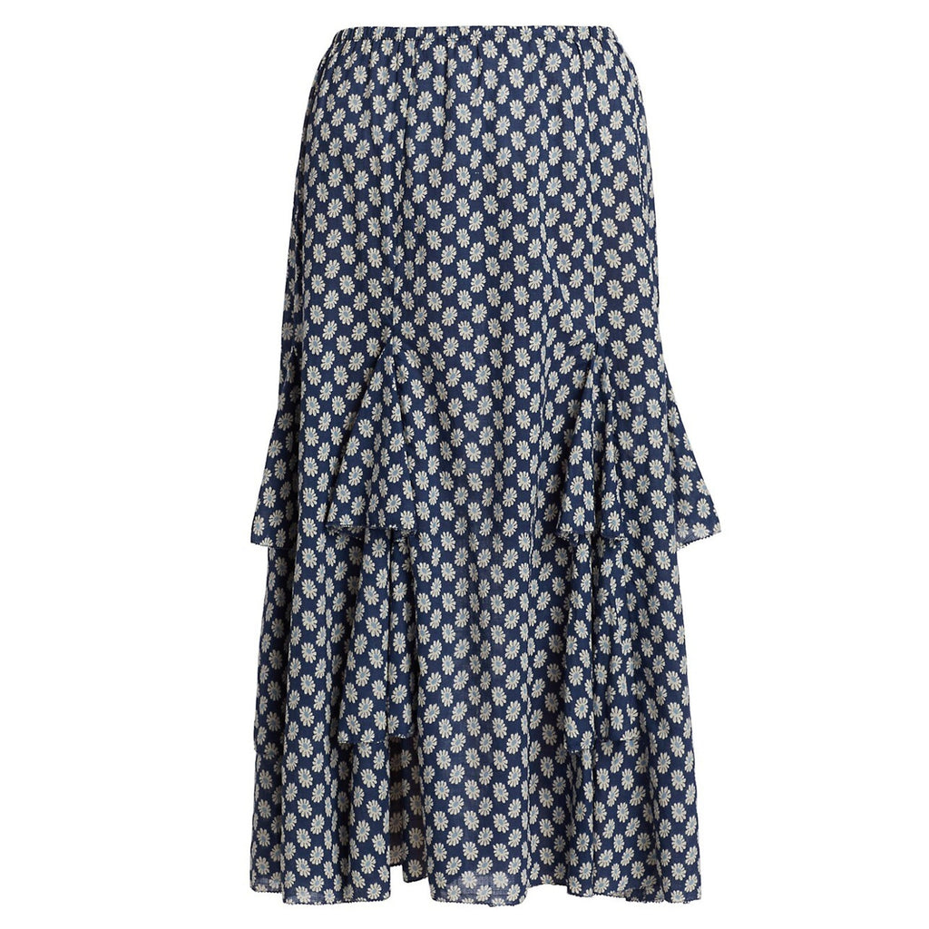 The Great 'The Curtsy' Blue Cotton Floral Midi-Skirt Size 0