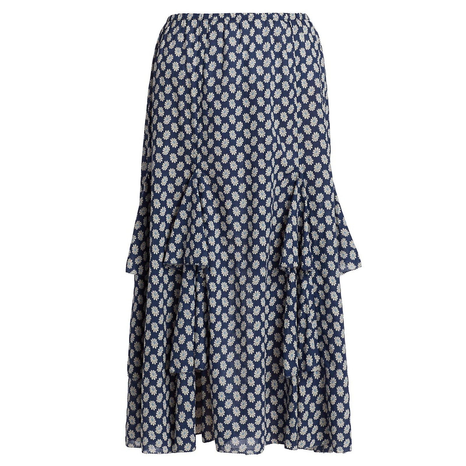 The Great 'The Curtsy' Blue Cotton Floral Midi-Skirt Size 0