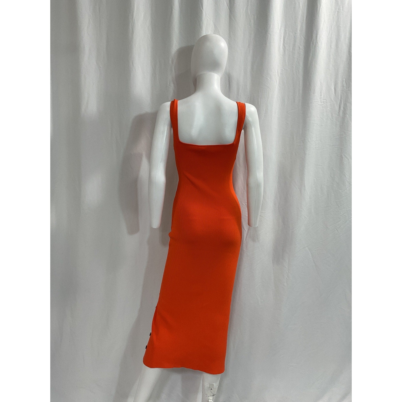 Self-Portrait 'Striped' Orange Midi Length Dress Size M