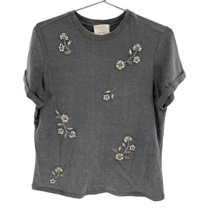 Cinq à Sept Embellished Gray Diamond Vines Bree Tee Size S
