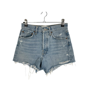 Agolde Distressed Blue Parker Long Denim Shorts Size 24
