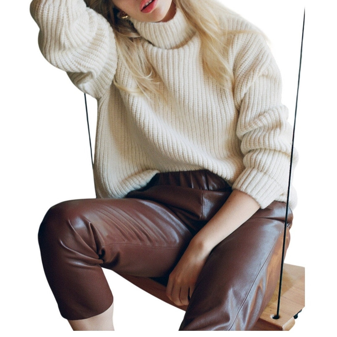 Anine Bing Ribbed Beige Sydney Sweater Size S