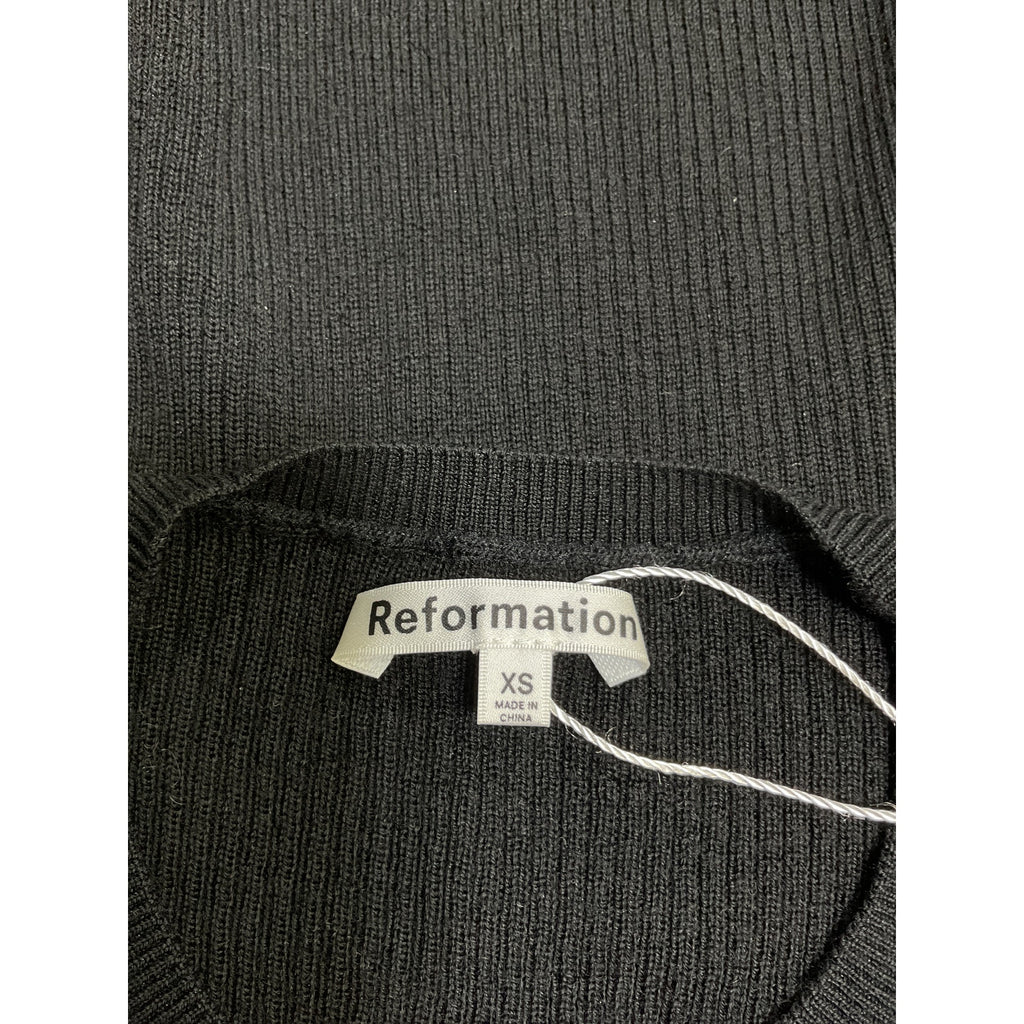 Reformation 'Samuel' Black Merino Wool Crew Sweater Size XS