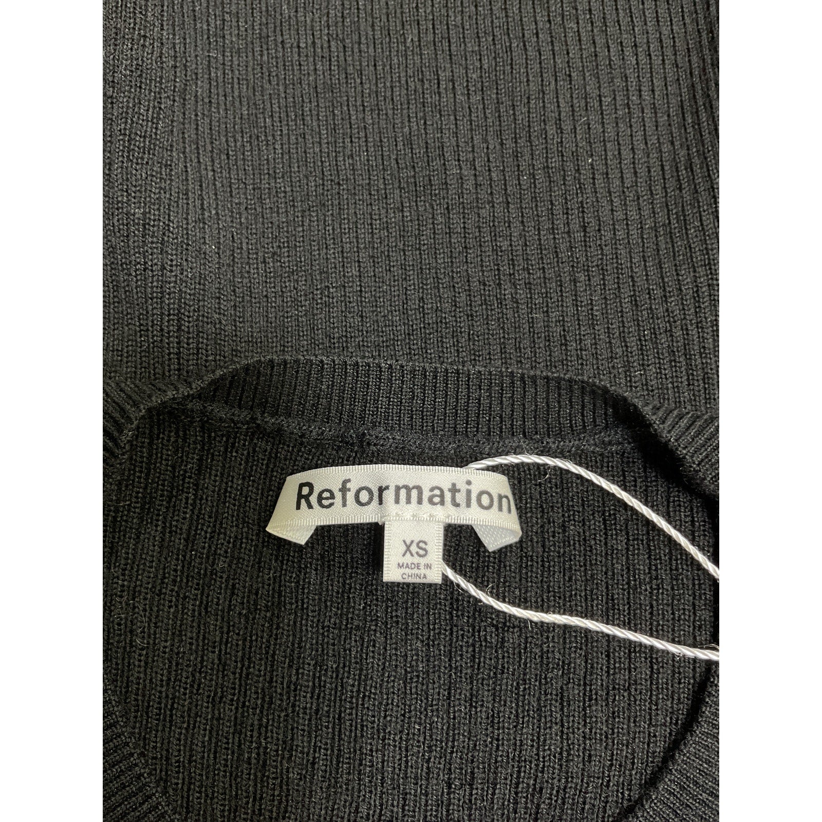 Reformation 'Samuel' Black Merino Wool Crew Sweater Size XS