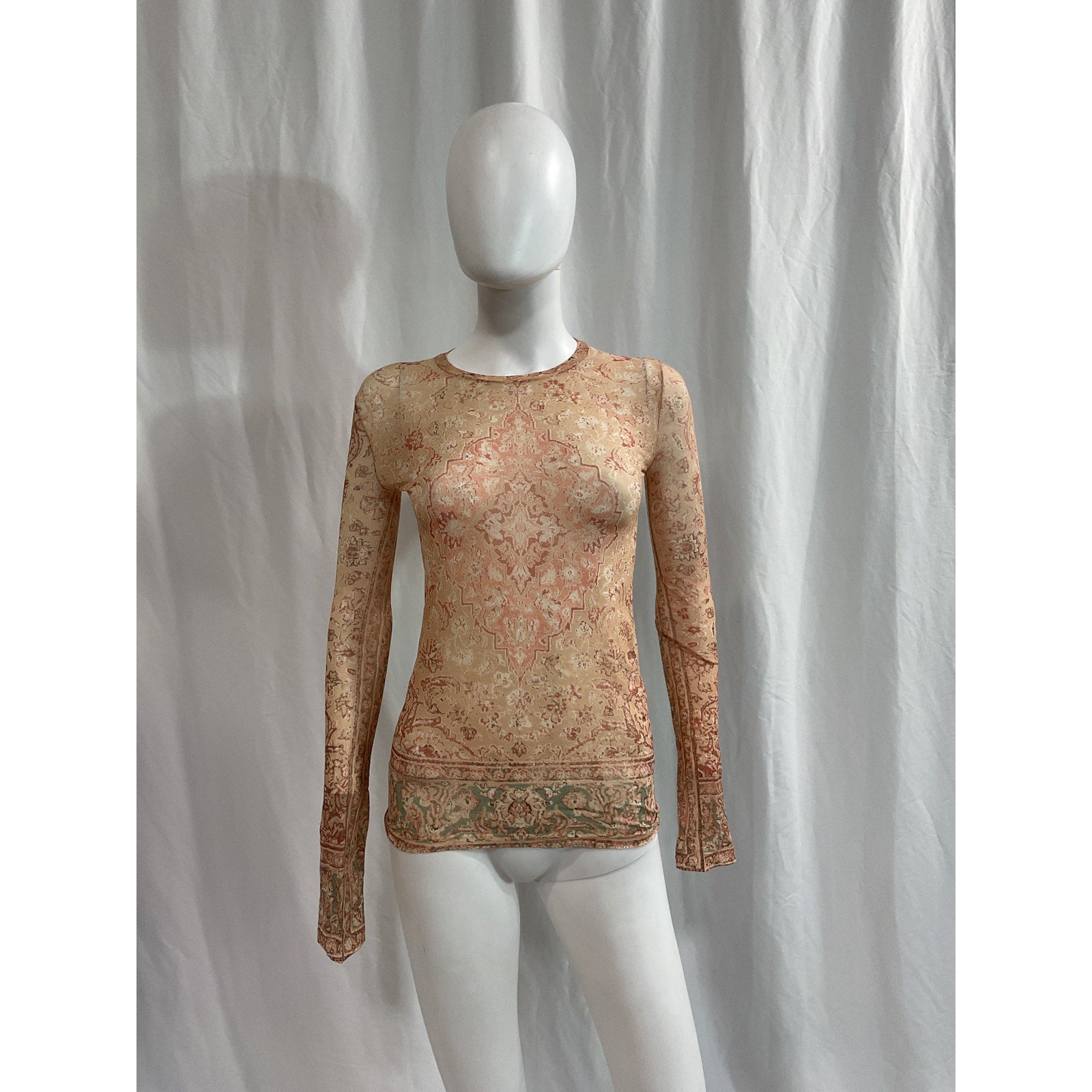 Acne Studios Orange Semi Sheer Top Size S