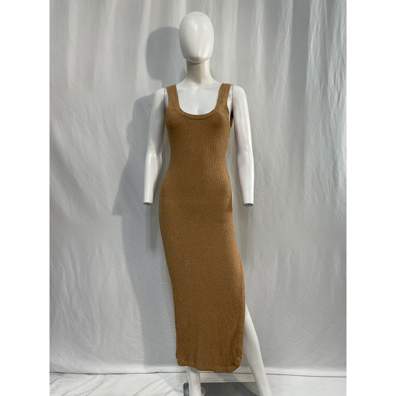 Alix Nyc 'Palma' Brown Viscose Rib Knit Tank Midi Dress Size M