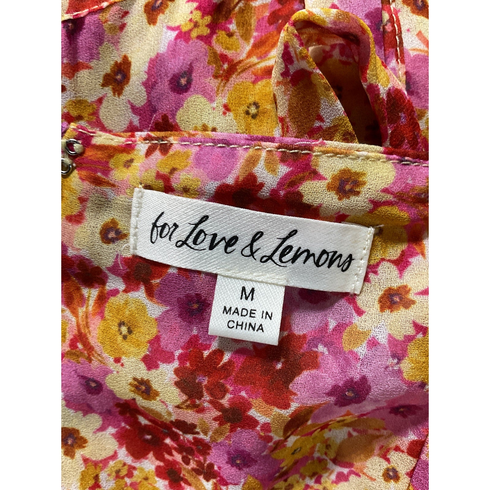For Love & Lemons 'Felicia' Pink Chiffon Mini Dress Size M