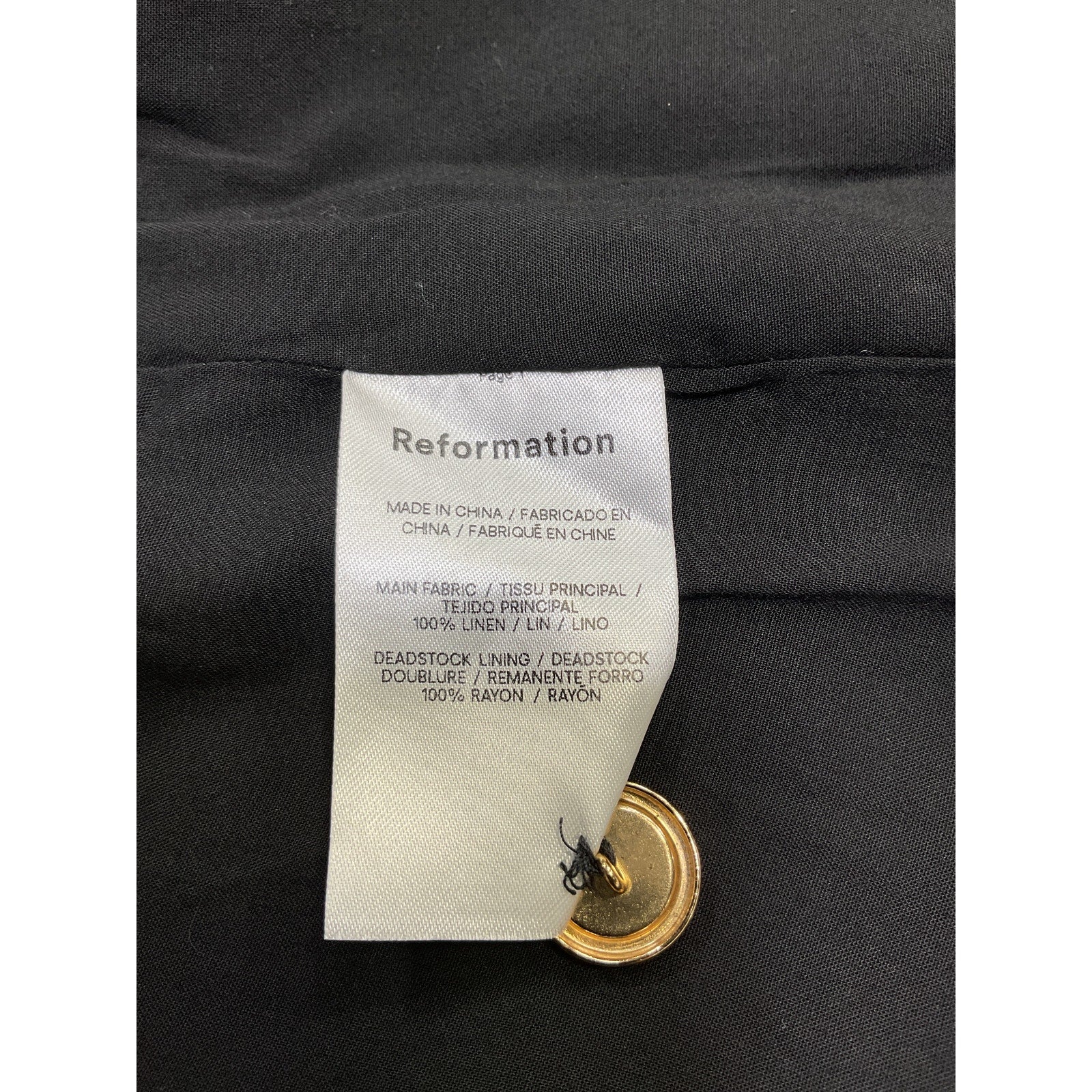 Reformation 'Aspen' Black Linen Top Size 2