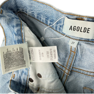 Agolde Frayed Blue Parker Long Shorts Size 27