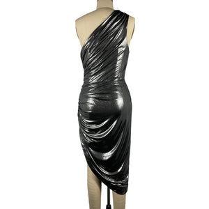 L'academie Metallic Black Silver Amelie Dress Size S