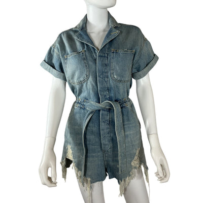 R13 Distressed Blue Mick Romper Size XS