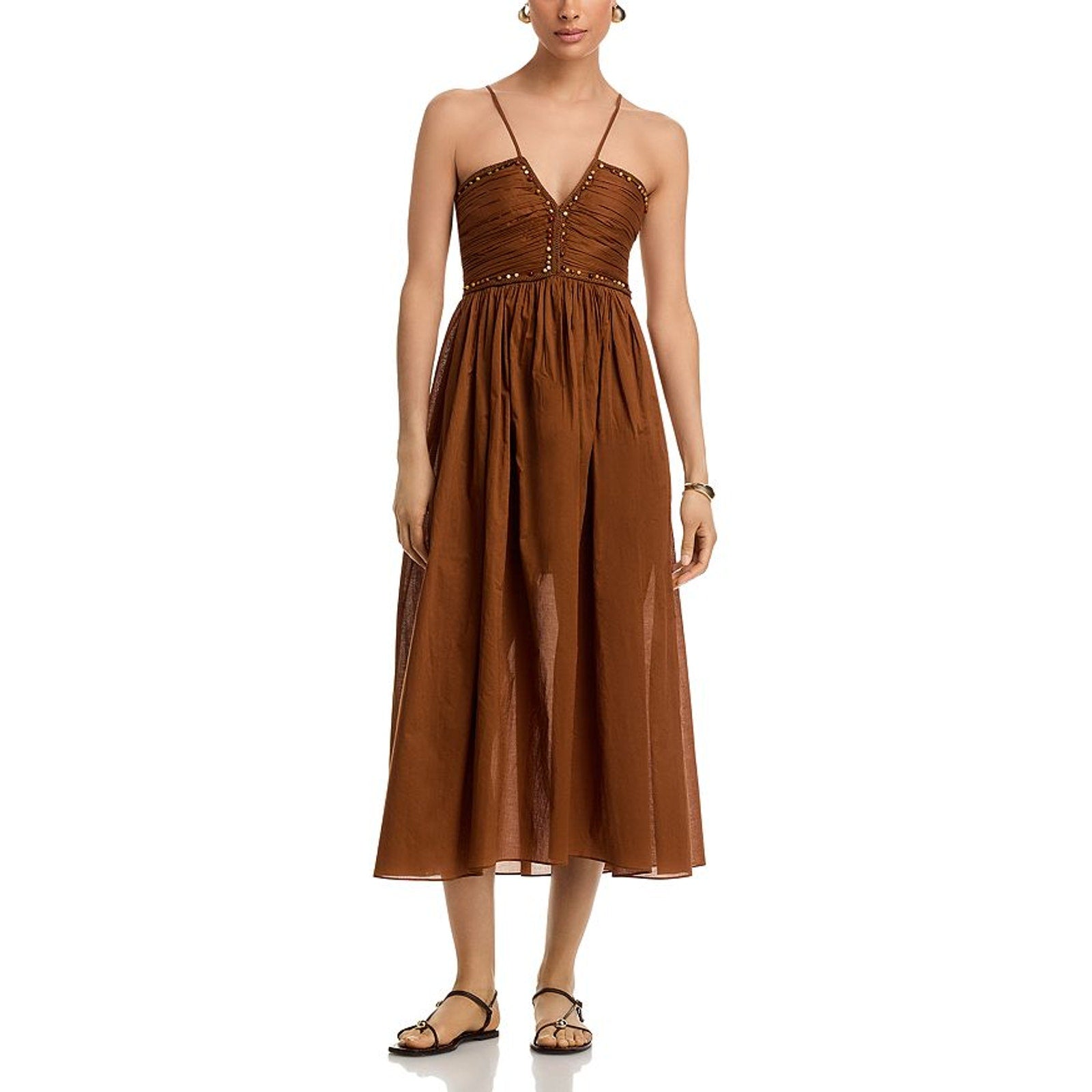 A.L.C. 'Rumi' Brown Cotton Crocheted Trim Dress Size 6