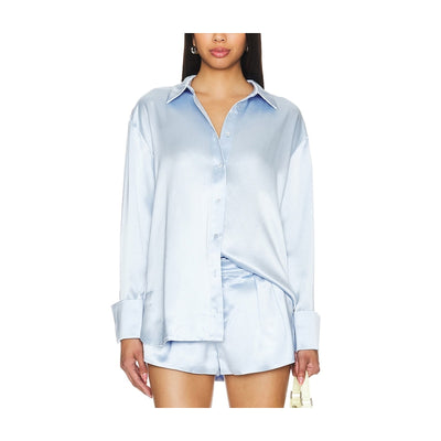 Ser.o.ya Satin Blue Zucker Shirt Size S