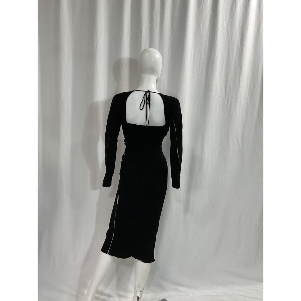Anna October 'Collette' Black Knitted Midi Dress Size XS
