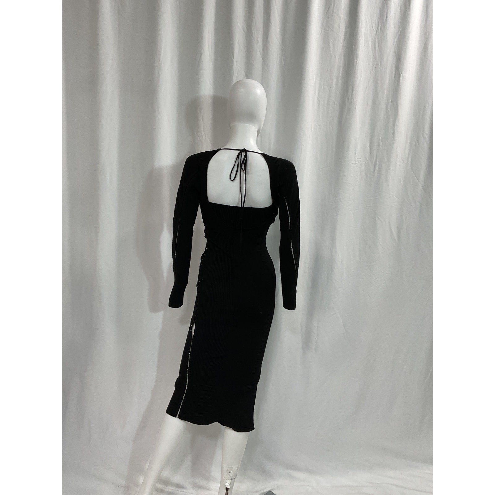 Anna October 'Collette' Black Knitted Midi Dress Size XS