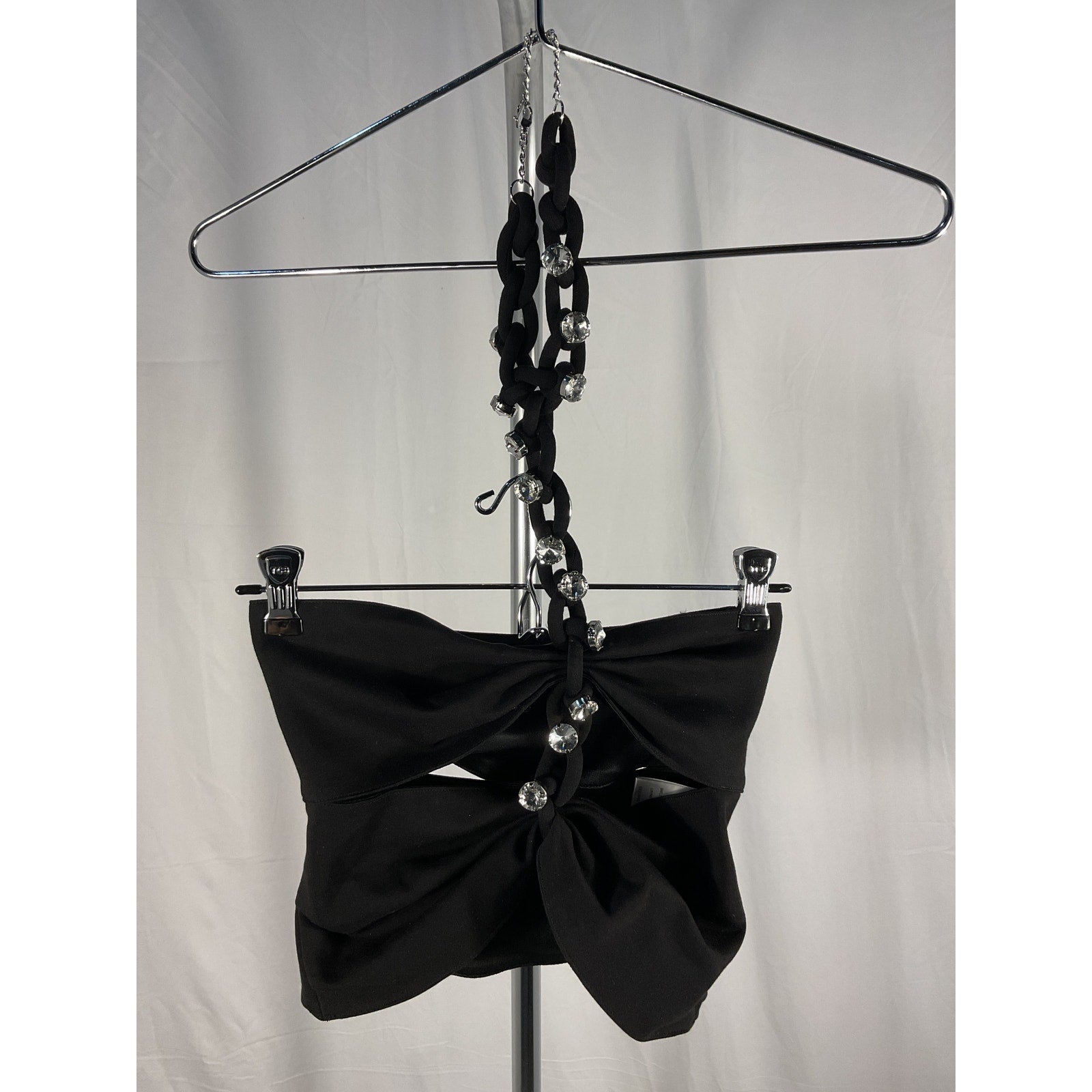 Area Chain Link Black Rayon Halter Top Size XS