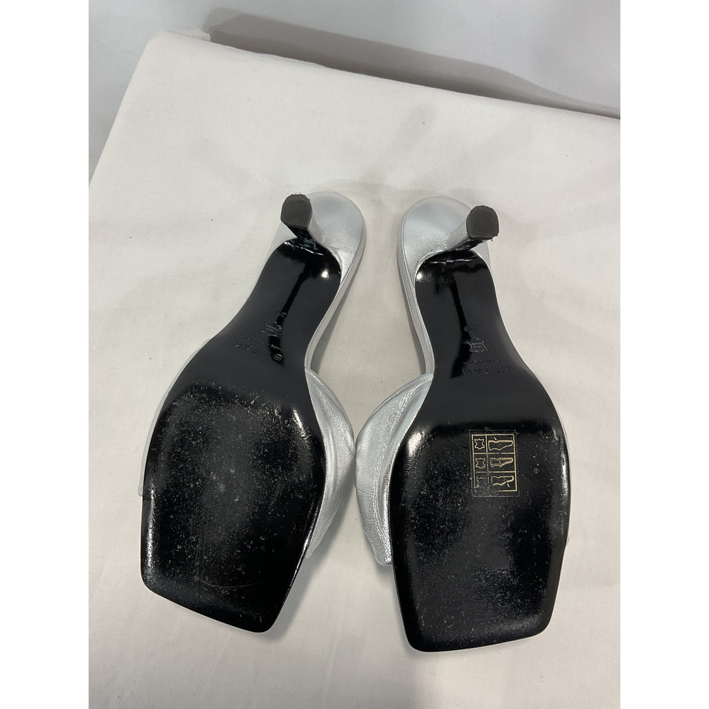 By Far Nmx' Lana Silver Leather Heels Size 9