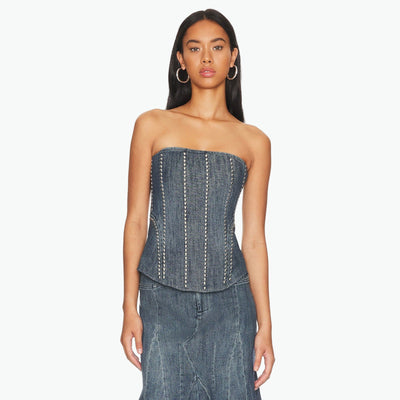 Miaou 'Libra' Blue Denim Corset Size XS - NWT