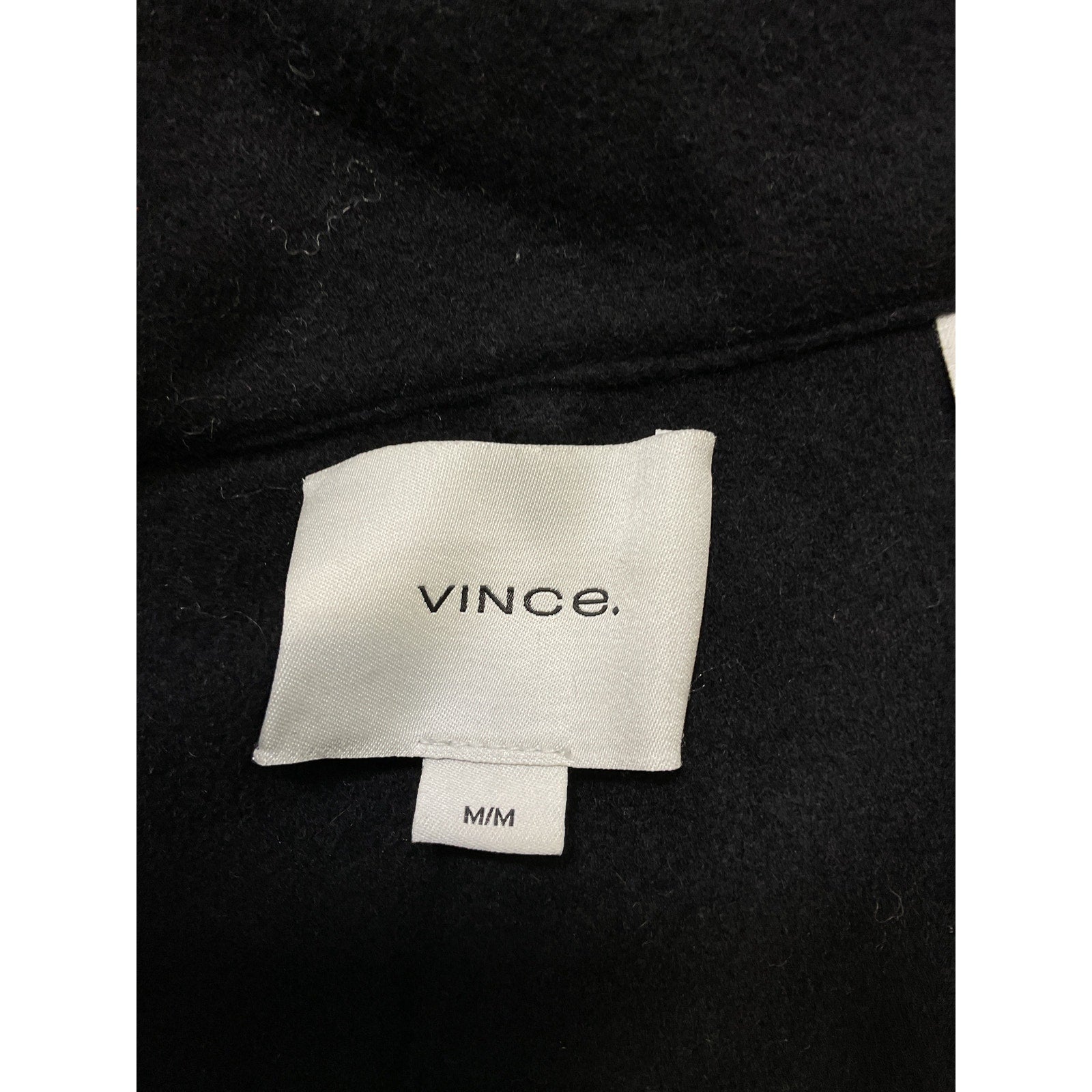 Vince 'Classic' Black Wool Blend Straight Coat Size M