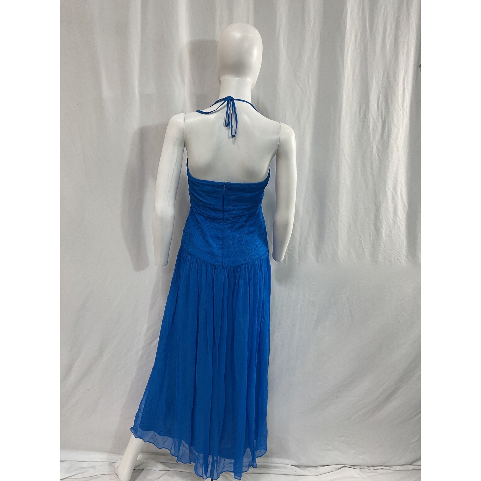 Shona Joy 'Leilani' Blue Halter Tie Maxi Dress Size 6