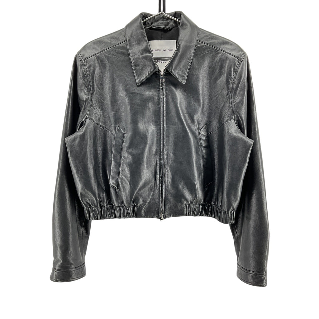 Agolde 'Essie' Black Recycled Leather Cropped Jacket Size XL