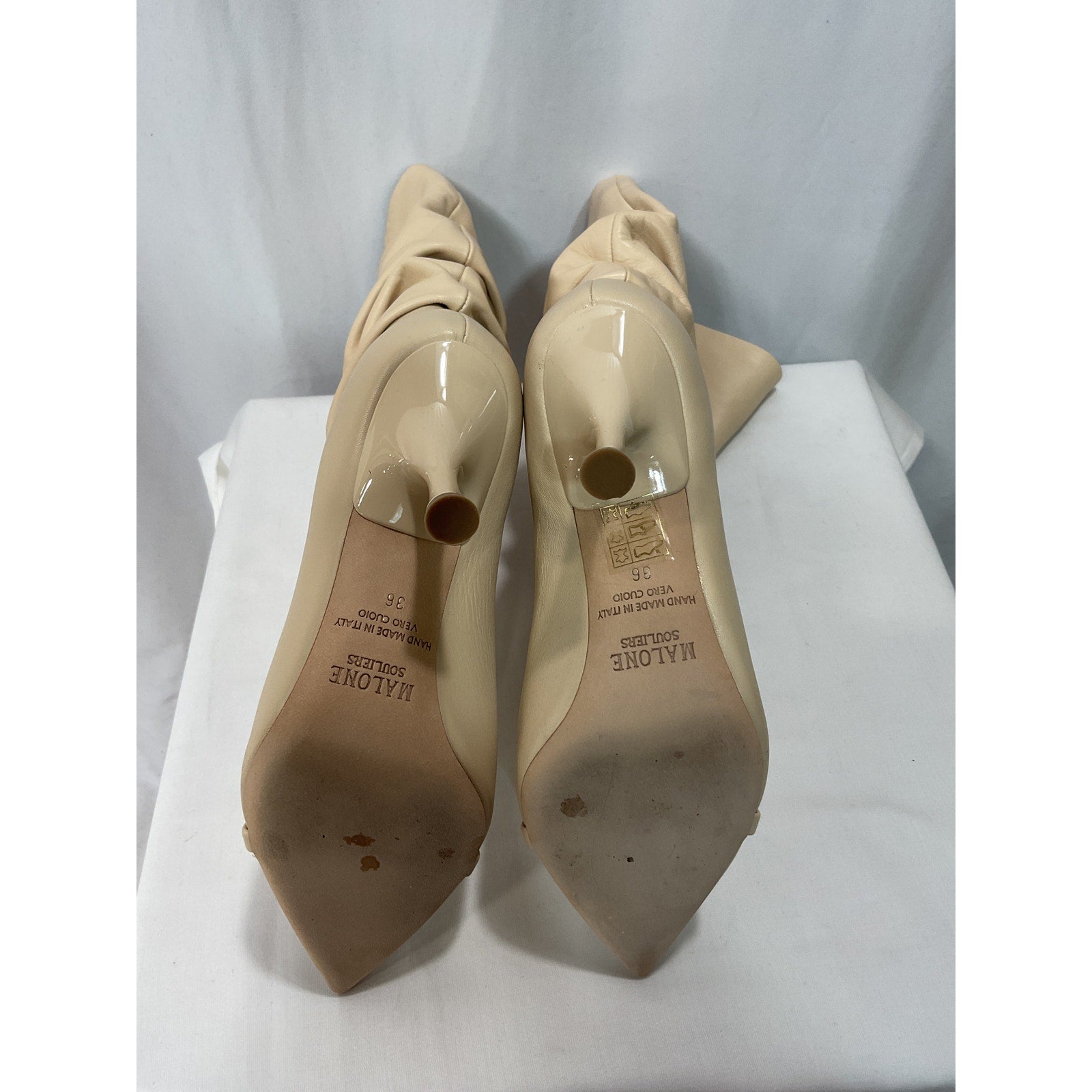 Malone Souliers 'F23' Tan 70Mm Mid Calf Slouch Boot Size 6B