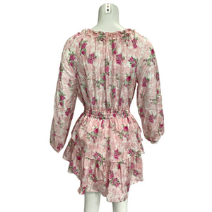 Loveshackfancy Floral Pink Ivy Popover Dress Size M