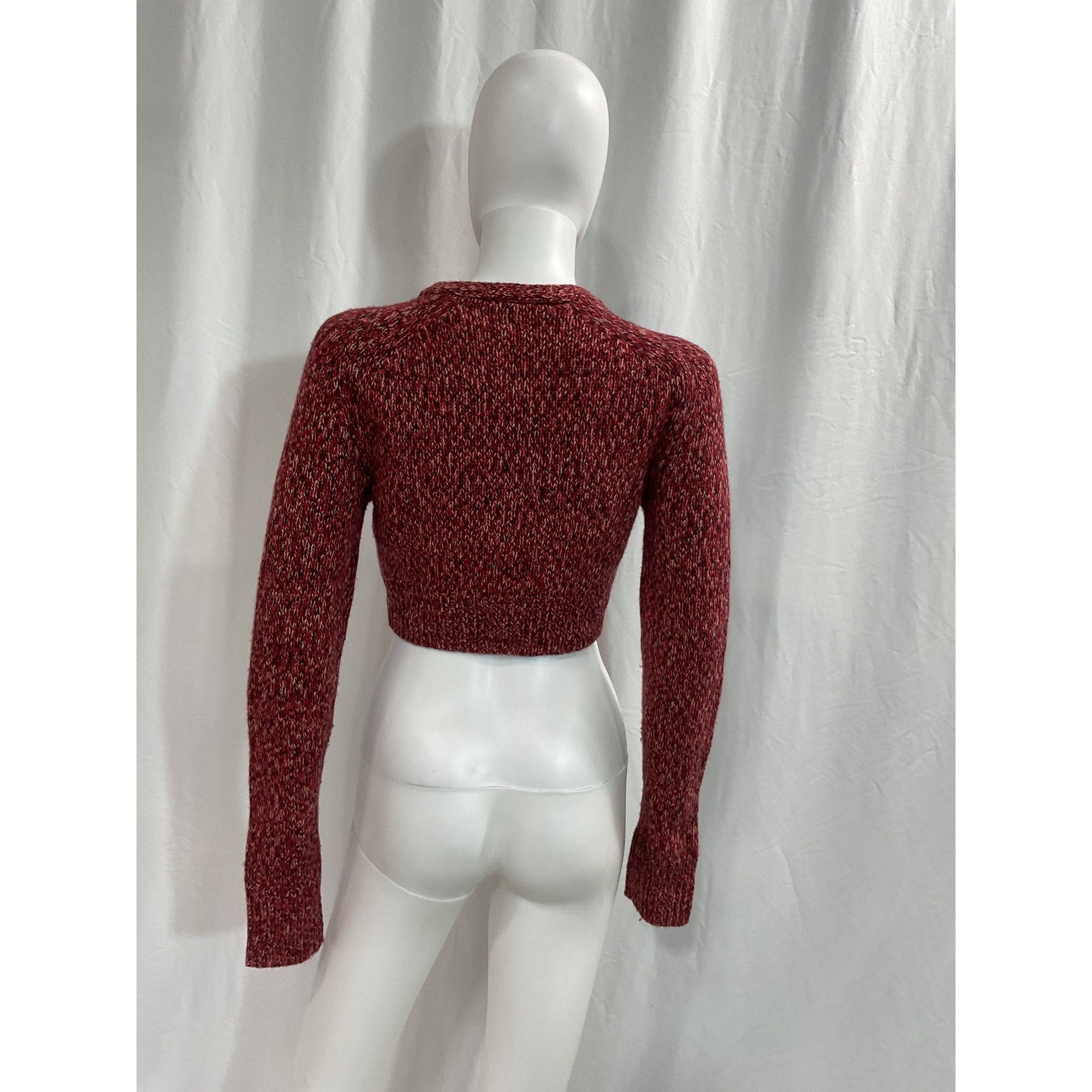Helmut Lang 'Cropped' Red Knitted Cardigan Size S