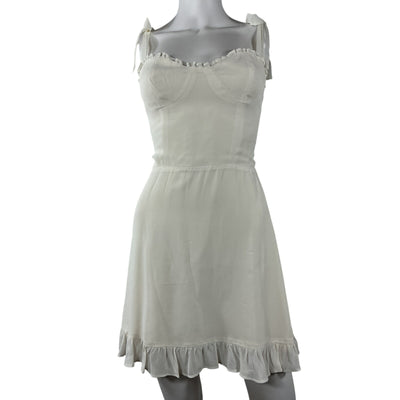 Reformation Ruffled White Christine Dress Size 2