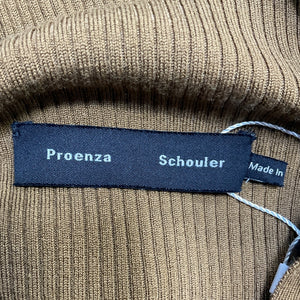 Proenza Schouler Ruffled Brown Merino Wool Cardigan Size S