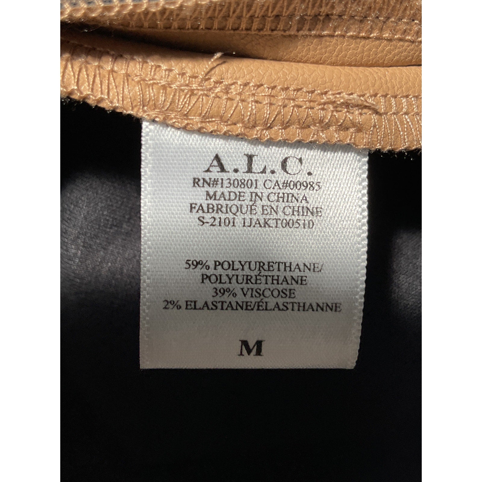 A.L.C. 'Wellsley' Beige Faux Leather Jacket Size L