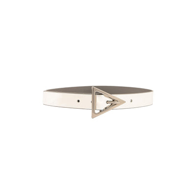 Bottega Veneta Polished Silver Triangle Leather Belt Size 20 in