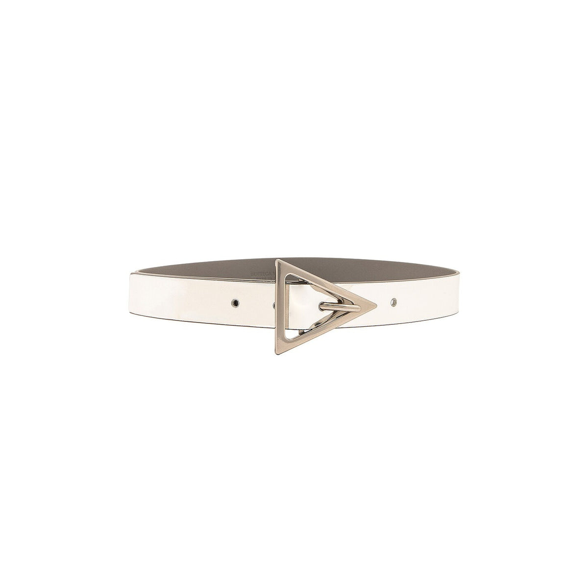 Bottega Veneta Polished Silver Triangle Leather Belt Size 20 in