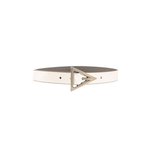 Bottega Veneta Polished Silver Triangle Leather Belt Size 20 in